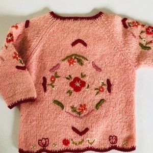 Vintage Pink ILARIA Floral Wool Sweater